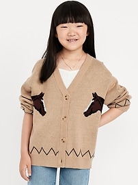 Image number 1 showing, Slouchy Long-Sleeve Cardigan Sweater for Girls