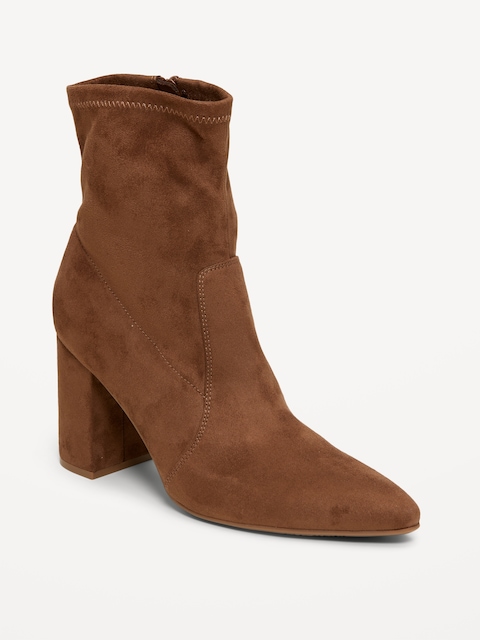 Faux-Suede Heeled Boots for Women - Cocoa