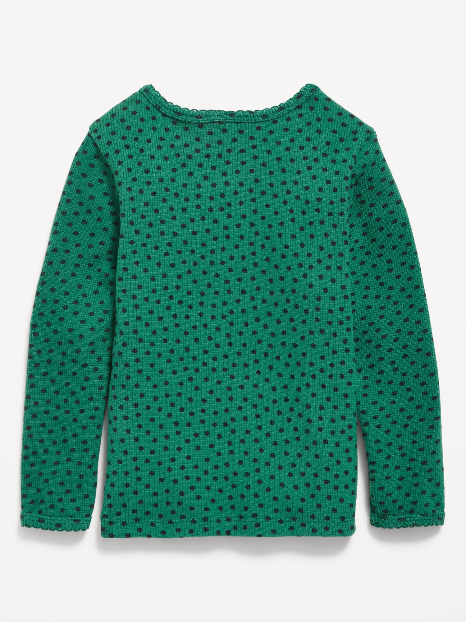 Printed Long-Sleeve Cozy Waffle T-Shirt for Toddler Girls