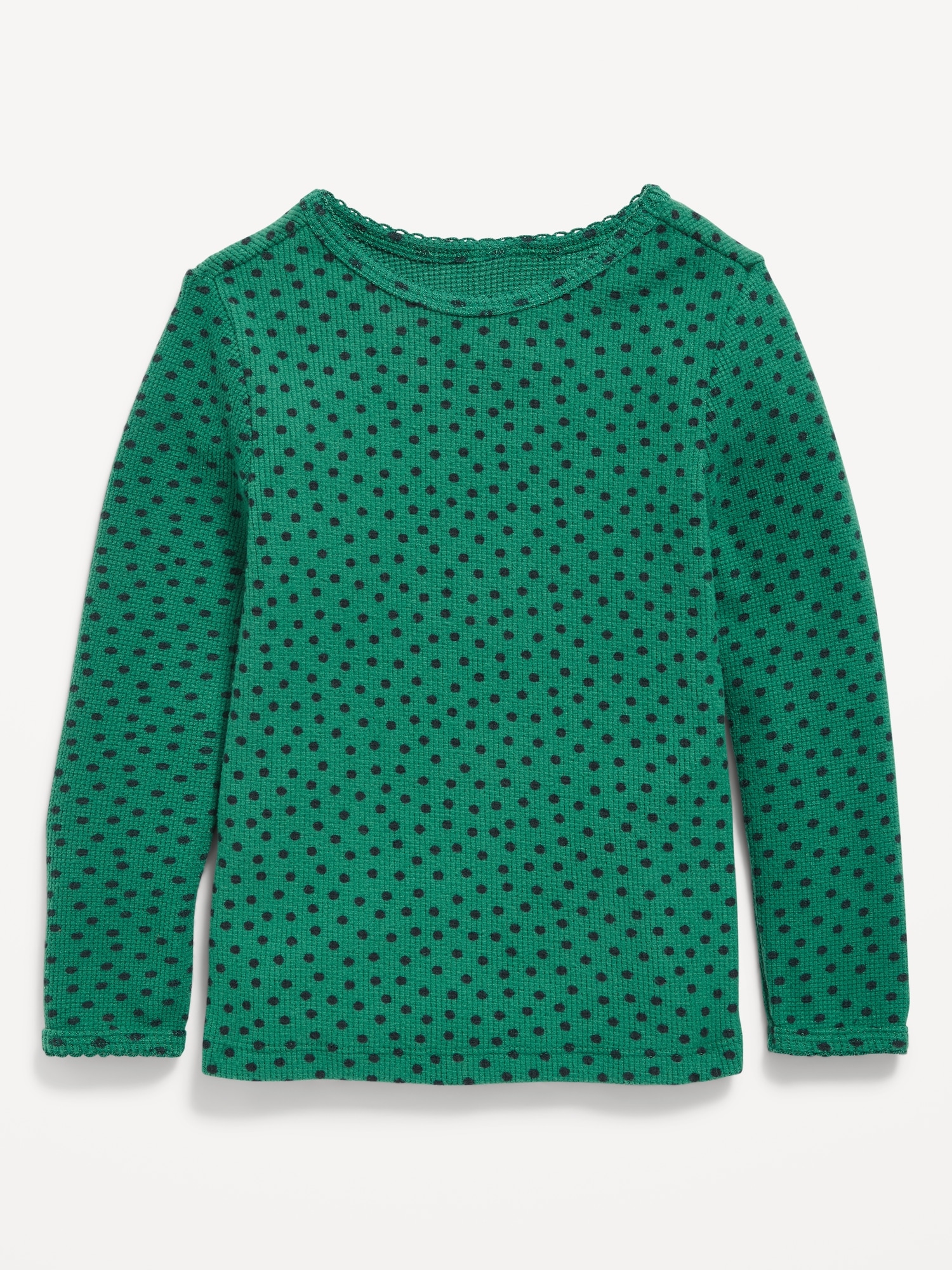 Printed Long-Sleeve Cozy Waffle T-Shirt for Toddler Girls