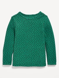 Image number 1 showing, Printed Long-Sleeve Cozy Waffle T-Shirt for Toddler Girls