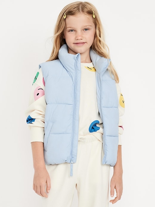 Image number 1 showing, Water-Resistant Quilted Puffer Vest for Girls