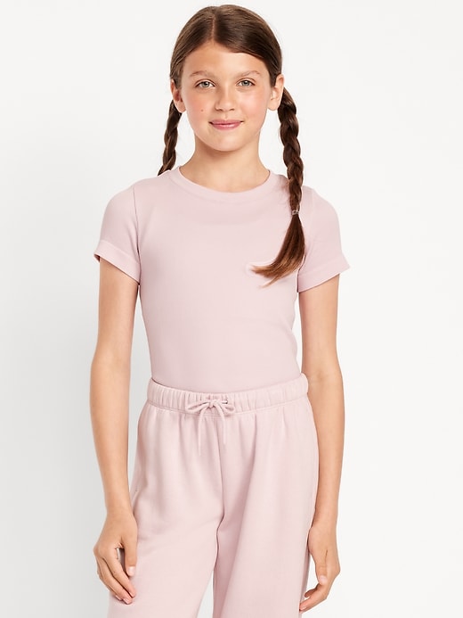 Image number 1 showing, Fitted Seamless Ribbed Performance Top for Girls