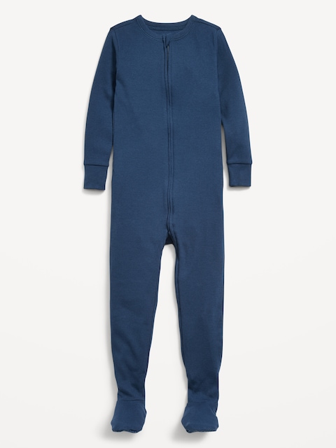 Snug-Fit 2-Way-Zip Ribbed Pajama One-Piece for Toddler & Baby - Obscure Night