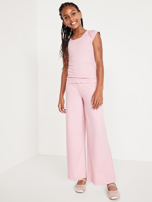 Image number 3 showing, High-Waisted PowerChill Crossover Wide-Leg Leggings for Girls