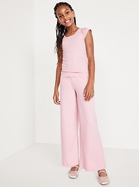 Image number 3 showing, High-Waisted PowerChill Crossover Wide-Leg Leggings for Girls