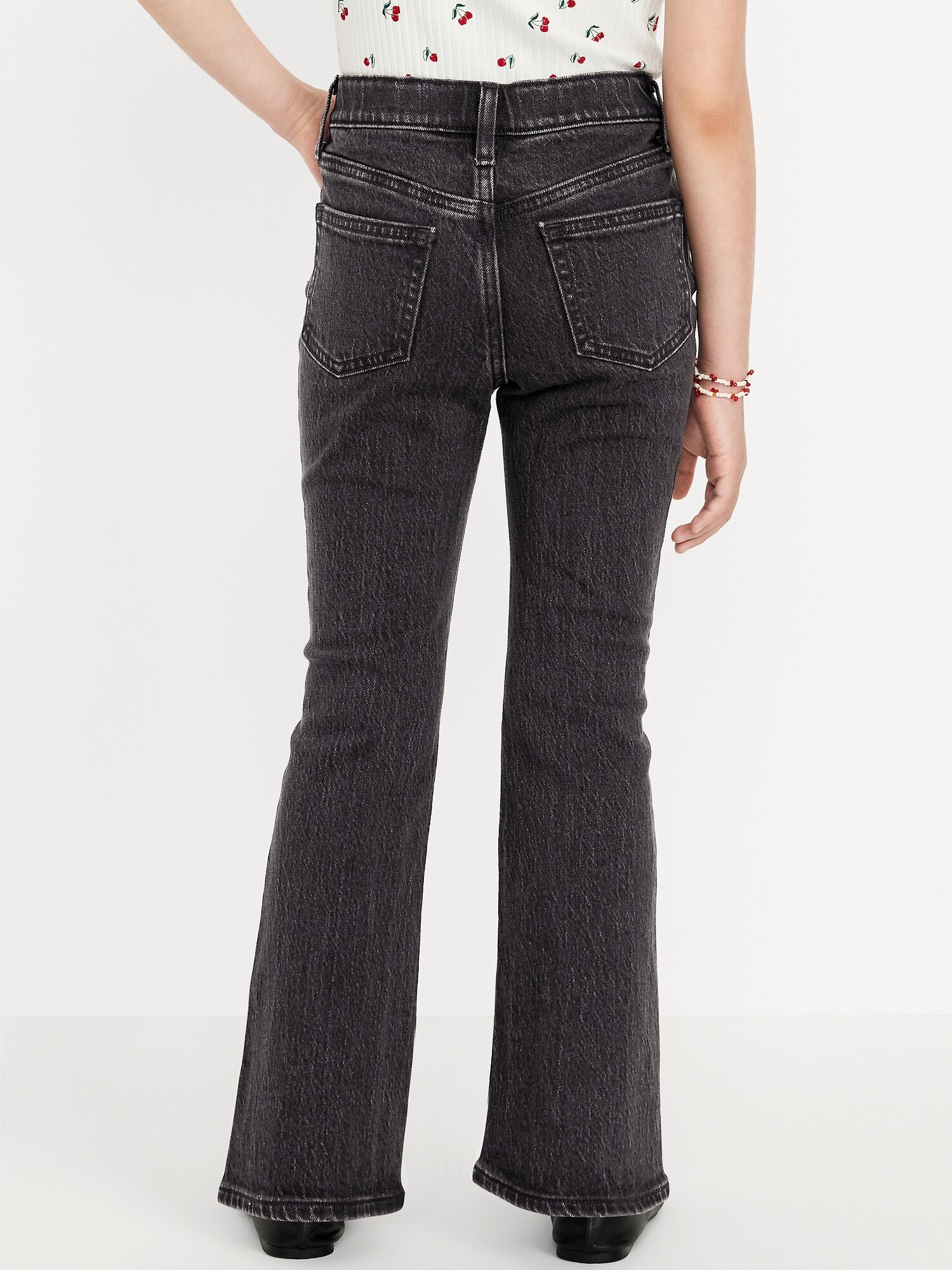 Джинсы Old Navy Printed High-Waisted Flare-Leg Jeans для девочек, цвет: Чёрный варёный — фото 2