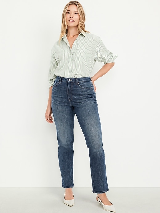 Image number 5 showing, Extra High-Waisted Straight Jeans