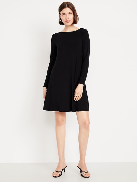 Image number 1 showing, Long-Sleeve Mini Swing Dress
