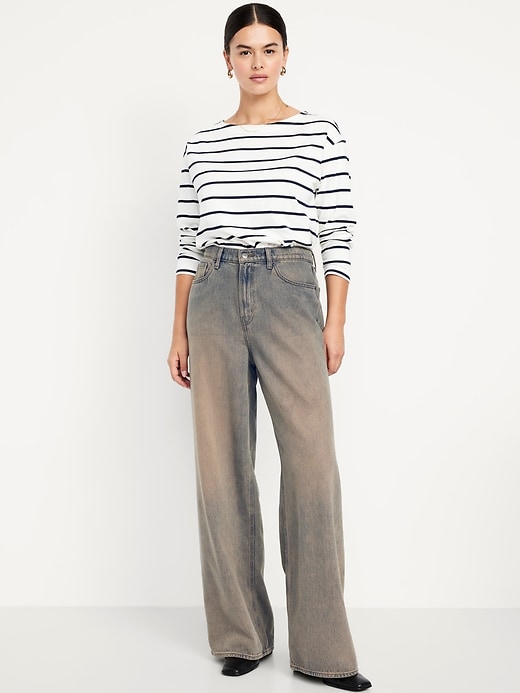 Image number 5 showing, High-Waisted Baggy Wide-Leg Jeans