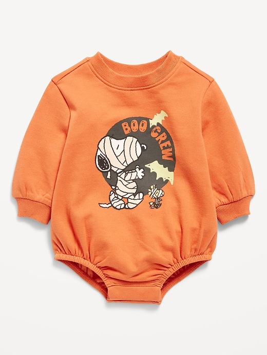 Image number 1 showing, Peanuts™ Snoopy Long-Sleeve Fleece One-Piece Romper for Baby