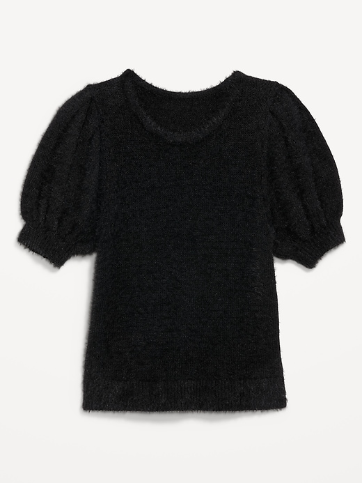Image number 4 showing, Cropped Puff-Sleeve Eyelash Sweater