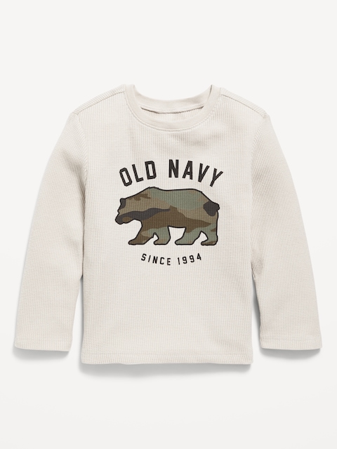 Long-Sleeve Logo-Graphic Thermal Knit T-Shirt for Toddler Boys - A Shore Thing