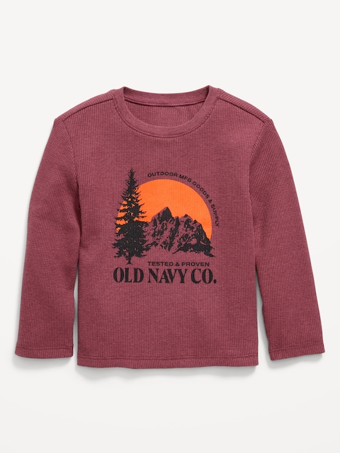 Long-Sleeve Logo-Graphic Thermal Knit T-Shirt for Toddler Boys - Clove