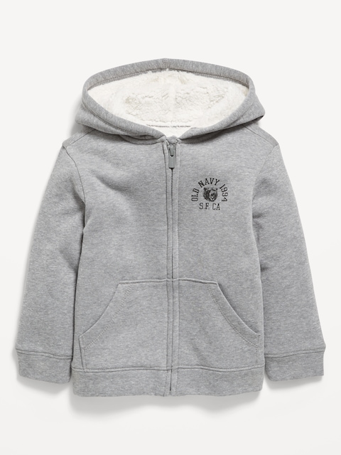 Logo-Graphic Sherpa-Lined Zip Hoodie for Toddler Boys