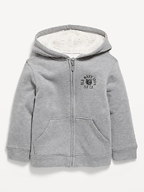 Image number 1 showing, Logo-Graphic Sherpa-Lined Zip Hoodie for Toddler Boys
