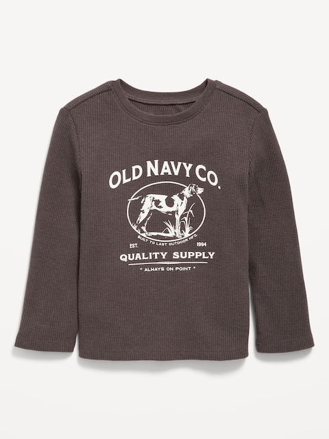 Long-Sleeve Logo-Graphic Thermal Knit T-Shirt for Toddler Boys