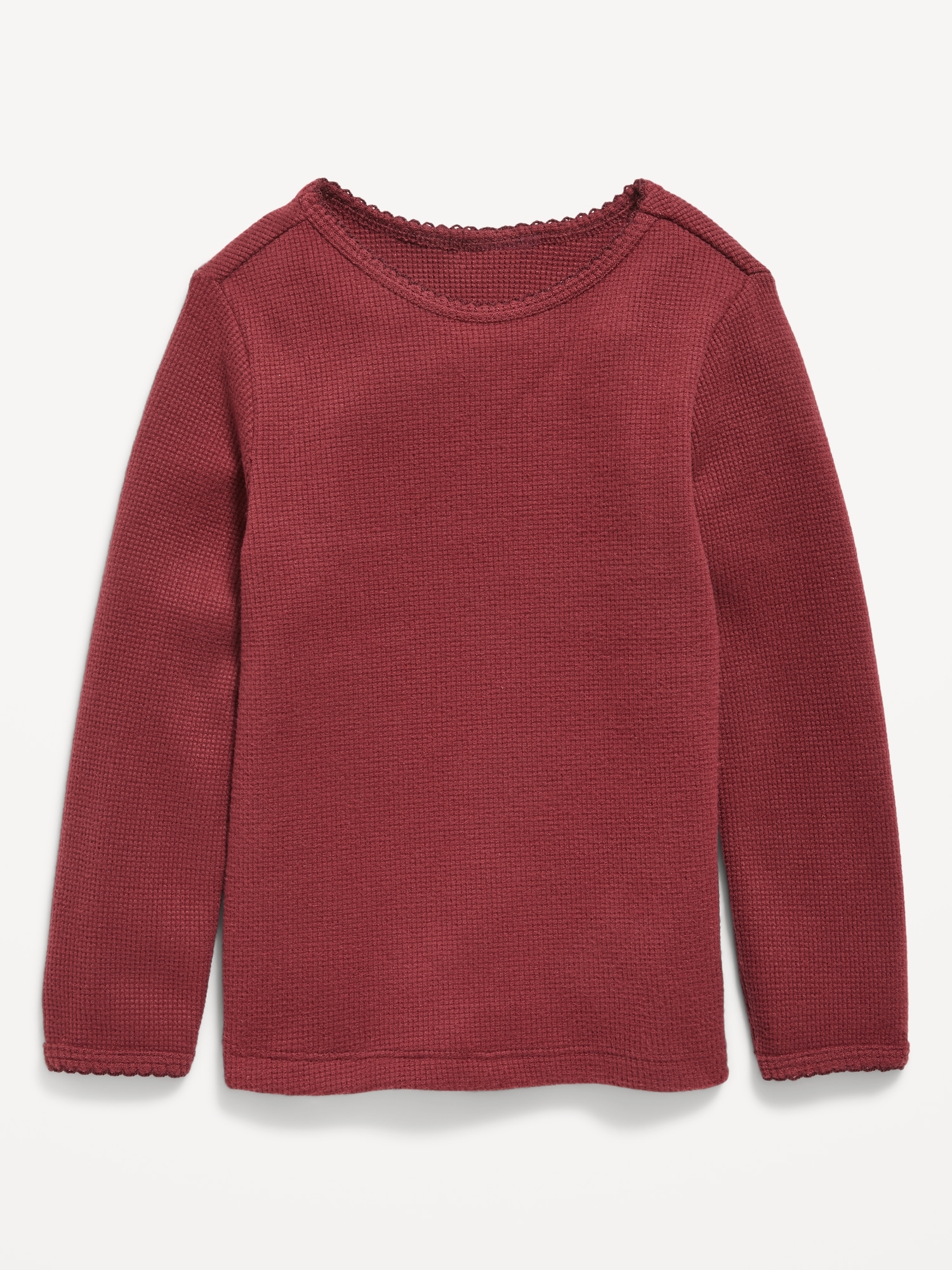 Cozy Long-Sleeve Waffle-Knit T-Shirt for Toddler Girls
