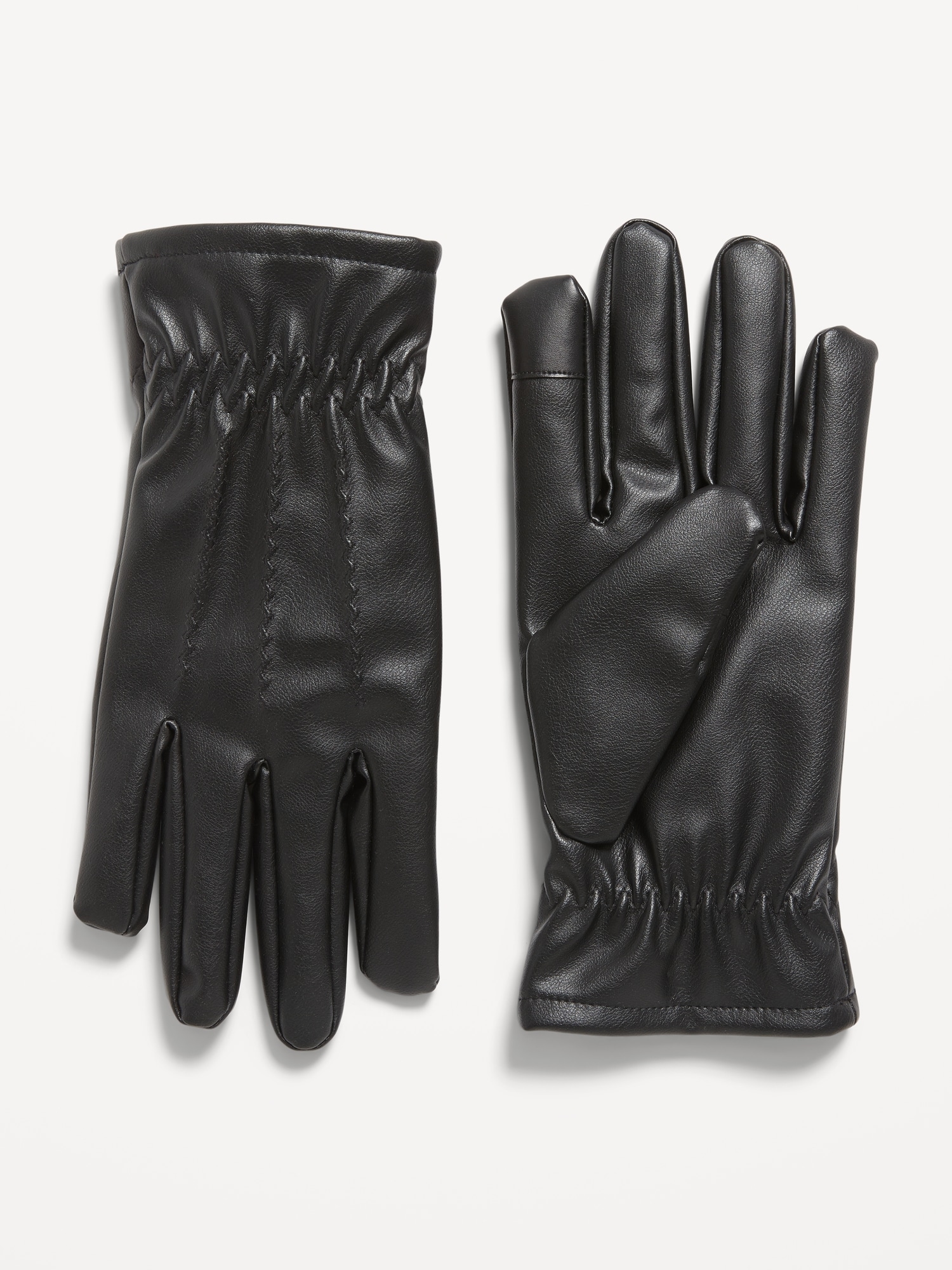 Fleece-Lined Faux-Leather Gloves for Men