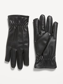 Image number 1 showing, Fleece-Lined Faux-Leather Gloves for Men
