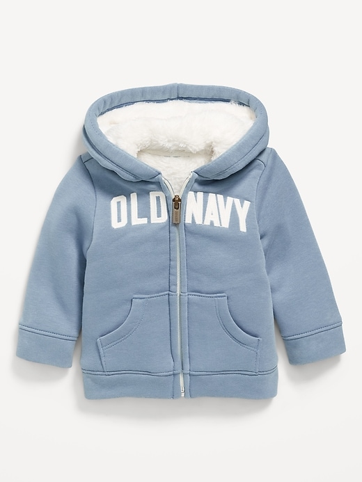 Image number 1 showing, Logo-Graphic Sherpa-Lined Zip Hoodie for Baby