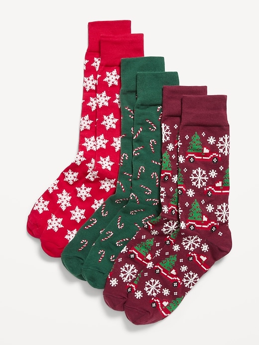 Image number 1 showing, 3-Pack Printed Novelty Socks for Men
