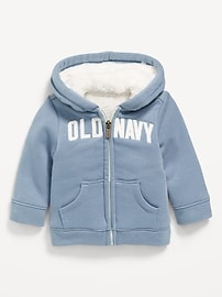 Image number 1 showing, Logo-Graphic Sherpa-Lined Zip Hoodie for Baby
