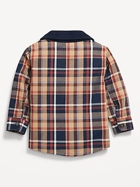 Image number 2 showing, Long-Sleeve Plaid Corduroy-Trim Pocket Shirt for Baby