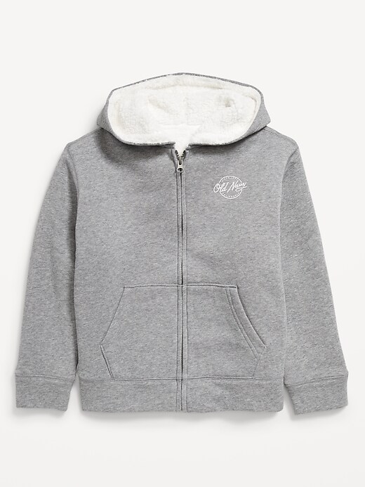 Image number 2 showing, Logo-Graphic Sherpa-Lined Zip Hoodie for Boys