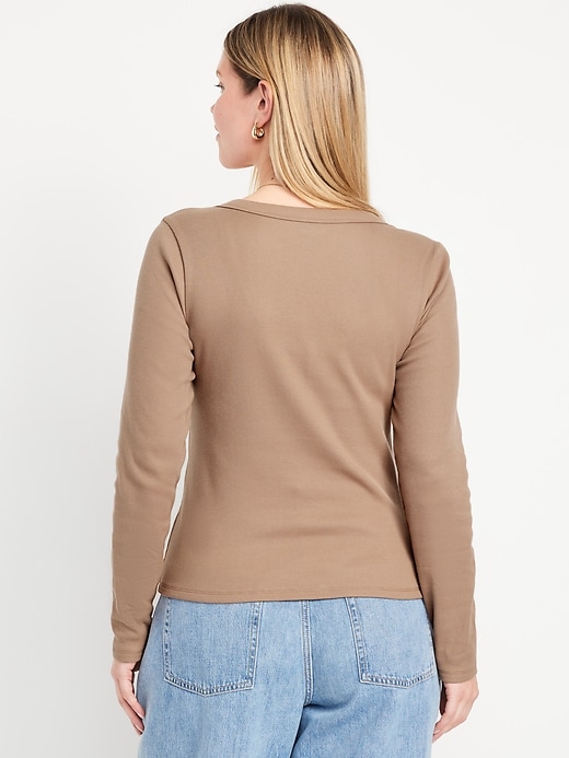 Image number 5 showing, Long-Sleeve Cozy V-Neck Top