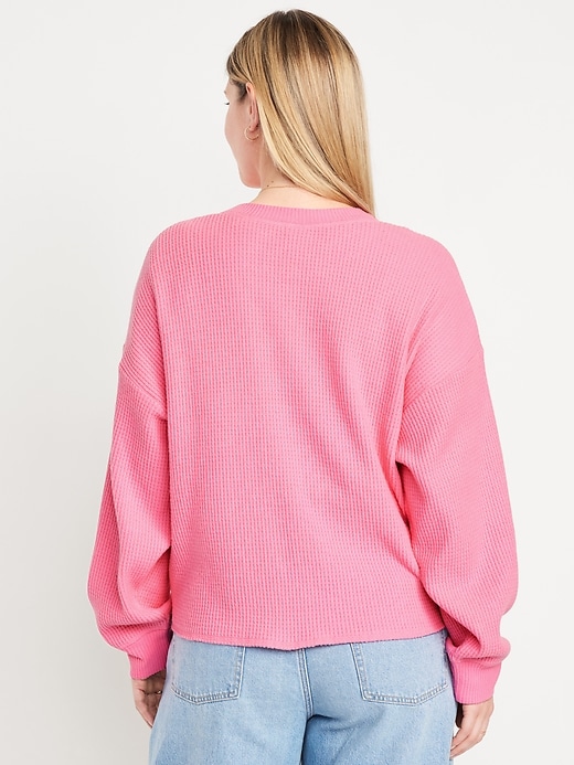 Image number 5 showing, Oversized Cozy Waffle Henley Top