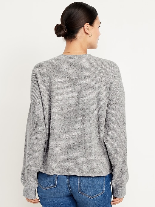 Image number 5 showing, Oversized Cozy Waffle Henley Top