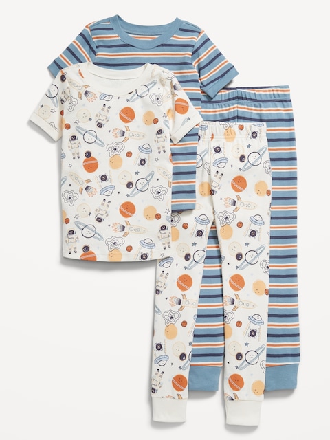 Snug-Fit Printed Pajama 4-Piece for Toddler & Baby - Outer Space