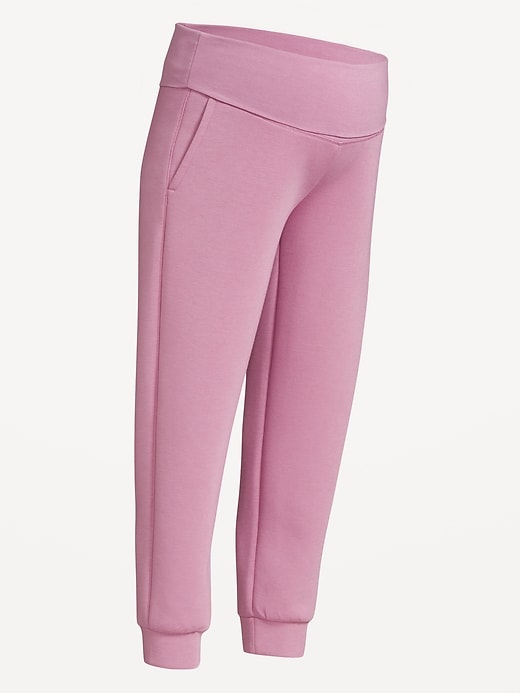 Image number 2 showing, Maternity Bounce Fleece Rollover-Waist Jogger Sweatpants