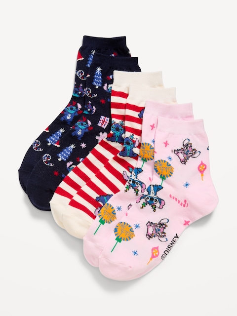 Disney© 3-Pack Novelty Quarter Crew Socks for Women - Stitch