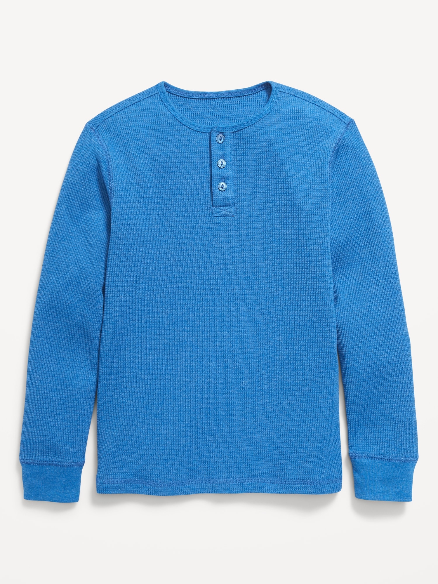 Long-Sleeve Henley Waffle-Knit T-Shirt for Boys