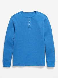 Image number 1 showing, Long-Sleeve Henley Waffle-Knit T-Shirt for Boys