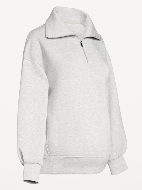 Maternity Bounce Fleece Half-Zip Pullover - Medium Gray Heather