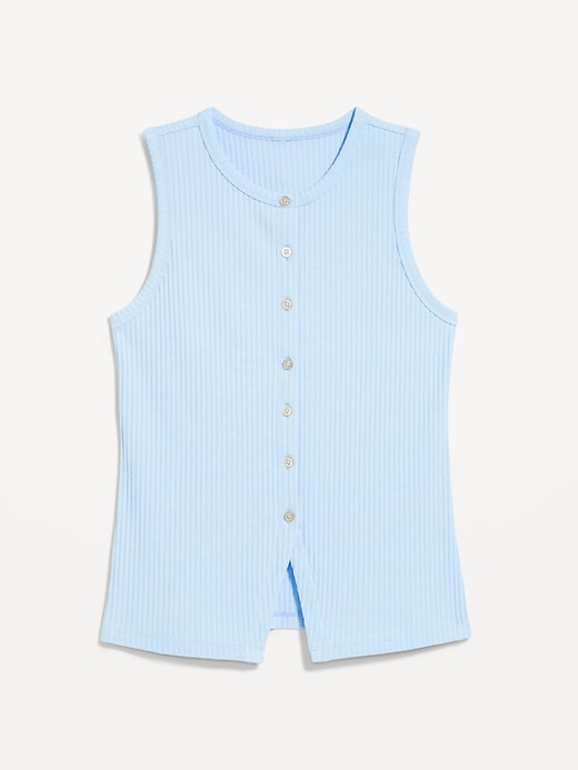 Image number 4 showing, Sleeveless Button-Down Ribbed Top