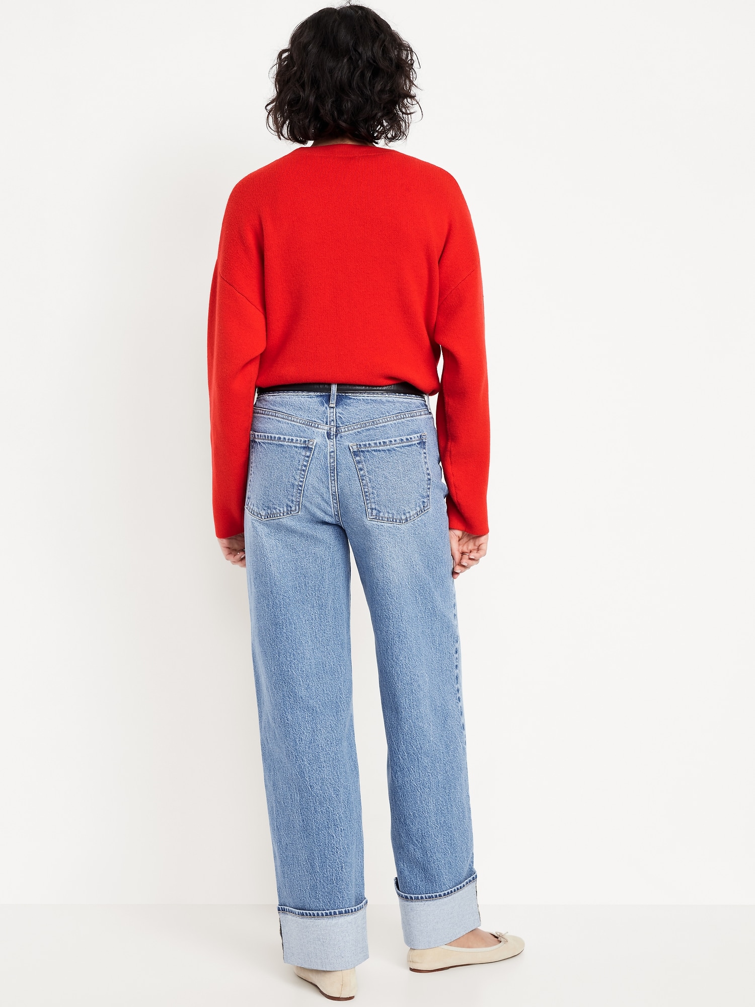 Extra High-Waisted Cuffed Wide-Leg Jeans