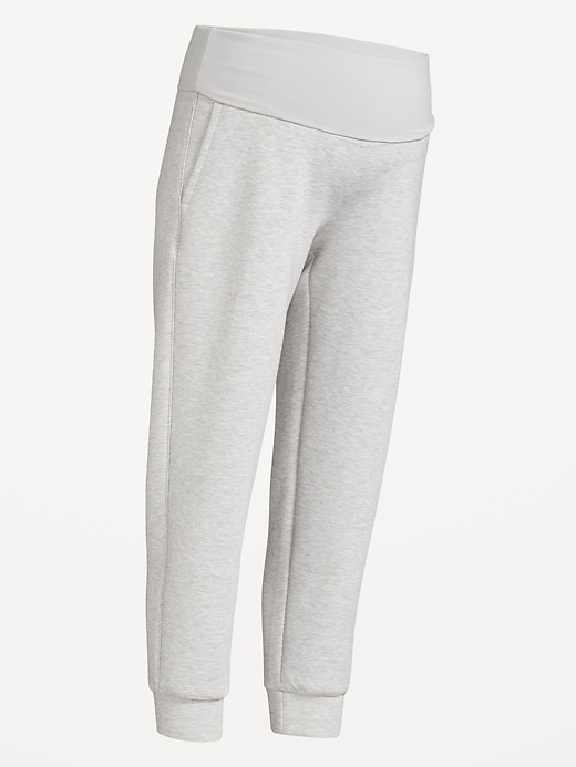 Image number 4 showing, Maternity Bounce Fleece Rollover-Waist Jogger Sweatpants