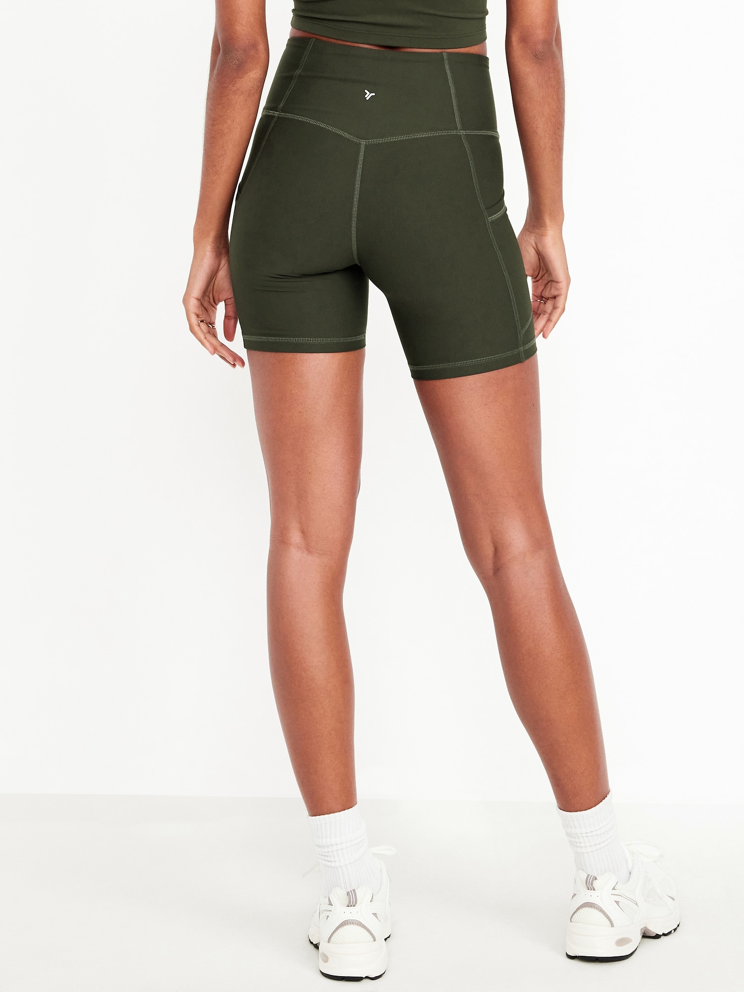 High-Waisted PowerSoft Pocket Biker Shorts -- 6-inch inseam