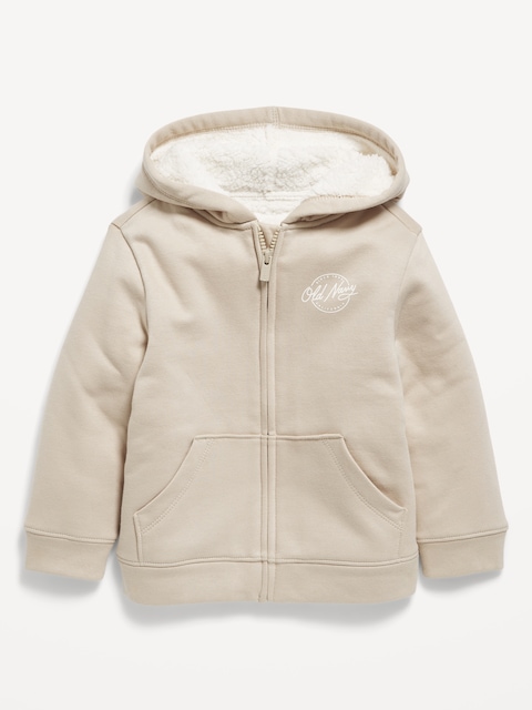Logo-Graphic Sherpa-Lined Zip Hoodie for Toddler Boys