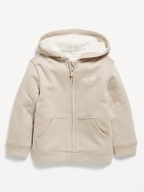 Image number 1 showing, Logo-Graphic Sherpa-Lined Zip Hoodie for Toddler Boys