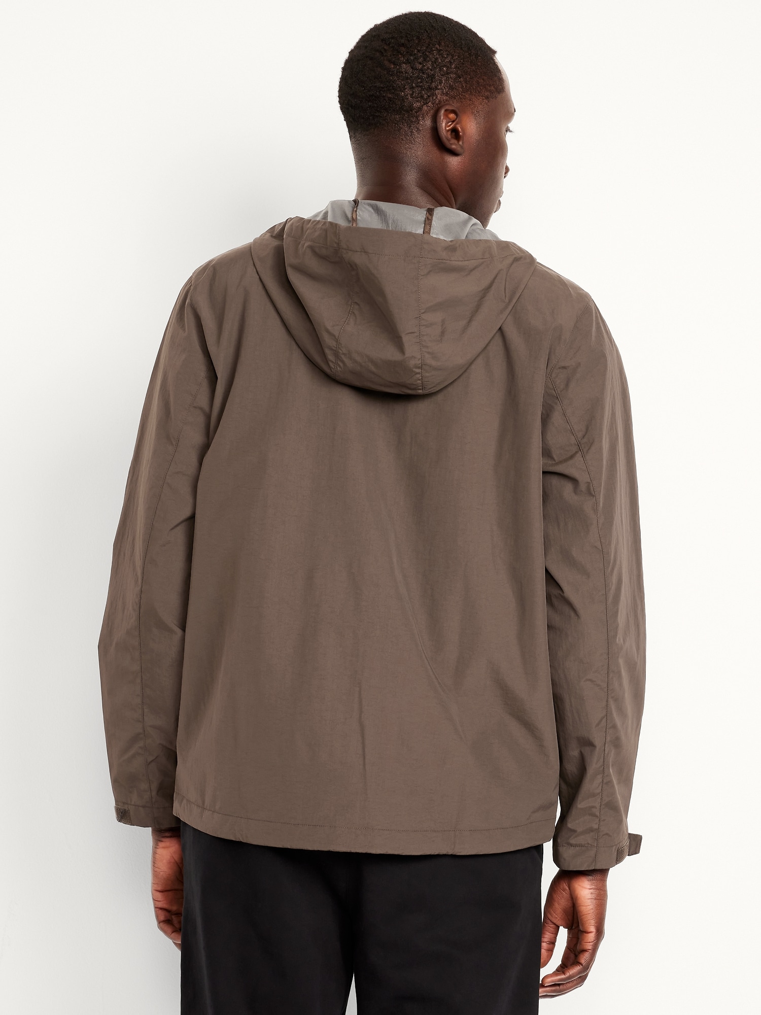 Water-Resistant Hooded Zip Rain Jacket