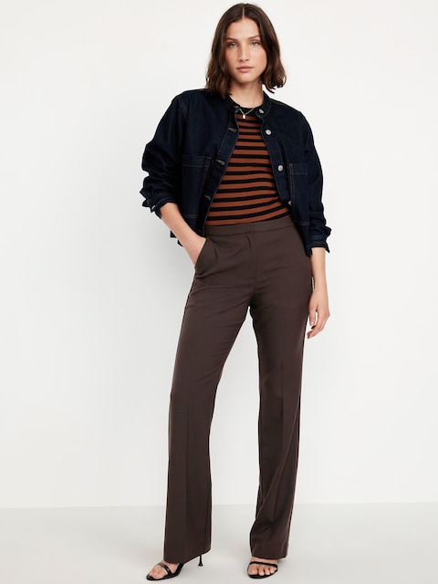 Mid-Rise Taylor Boot-Cut Pants - Black Coffee