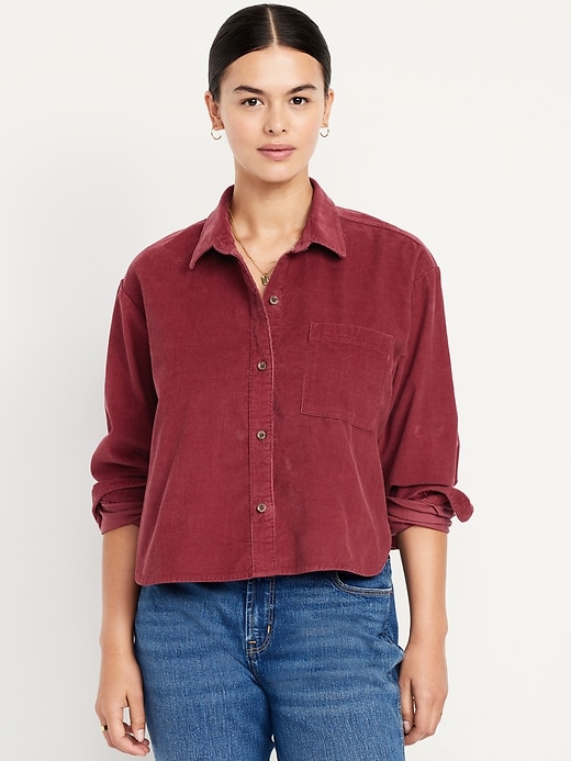Image number 5 showing, Cropped Button-Down Corduroy Shirt