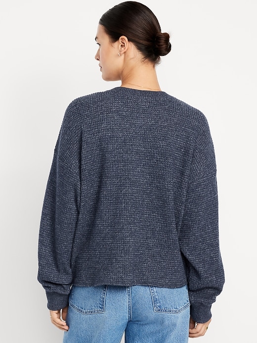 Image number 5 showing, Oversized Cozy Waffle Henley Top