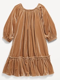 Image number 2 showing, Puffy-Sleeve Velour Dress for Toddler Girls