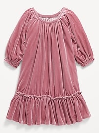 Image number 1 showing, Puffy-Sleeve Velour Dress for Toddler Girls
